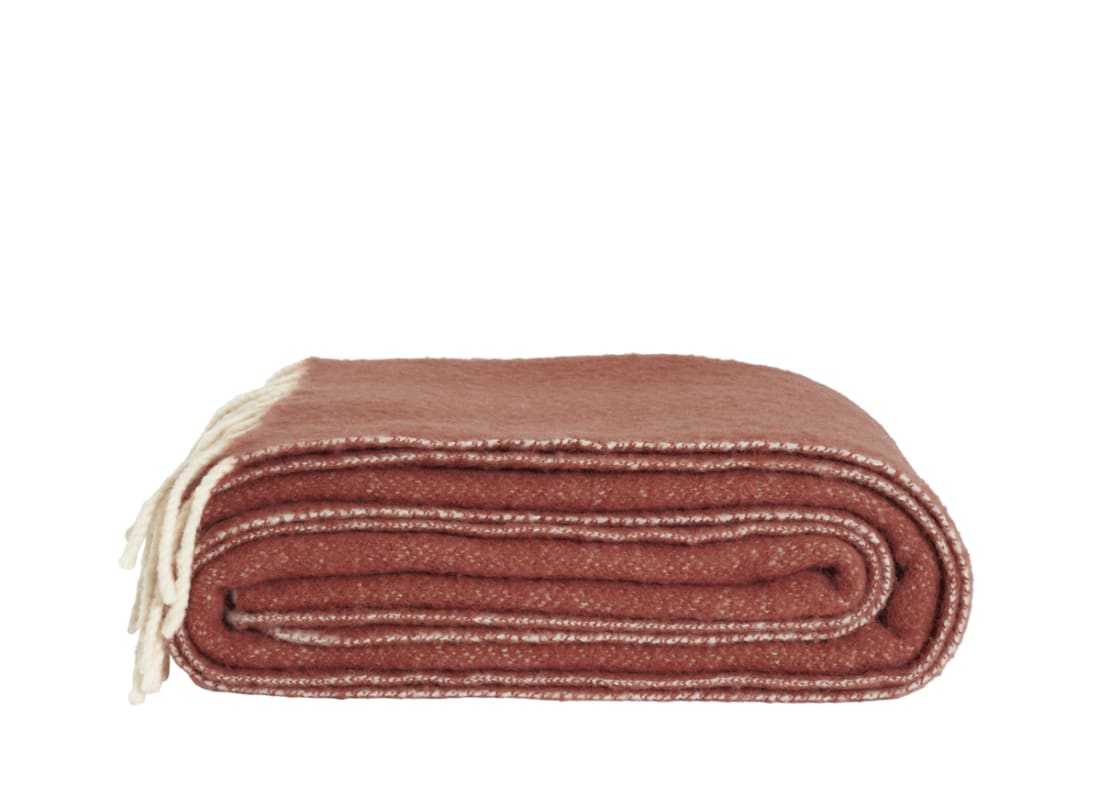 Chunky Wool Blanket 170 x 180 cm in Terracotta