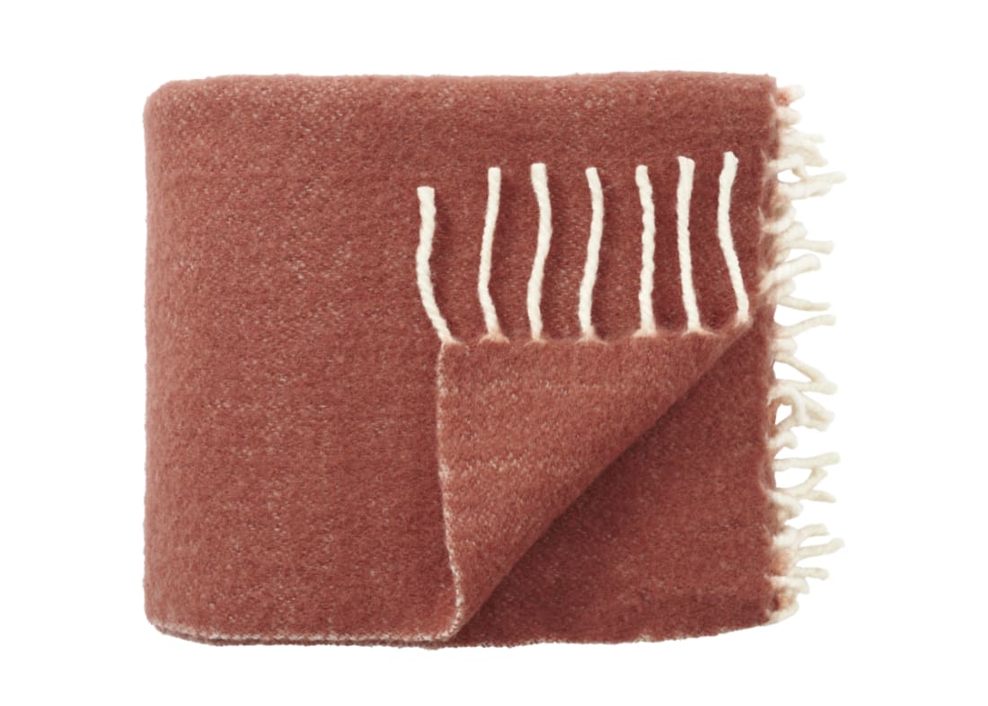 Chunky Wool Blanket 170 x 180 cm in Terracotta