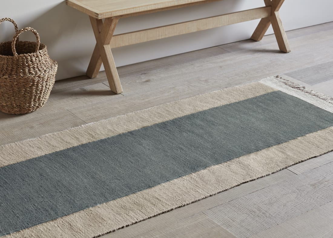 Blocky Linen Runner 80 x 240 cm in Teal