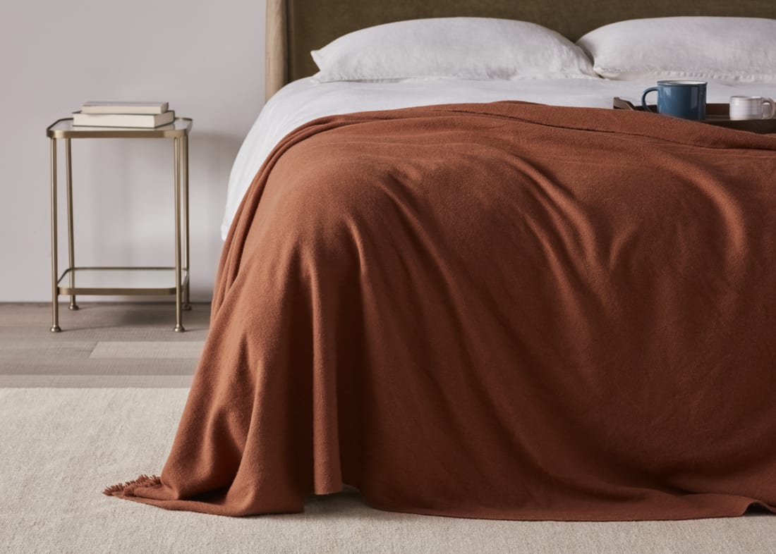 Nuzzler Merino Wool Blanket 170 x 180 cm in Terracotta