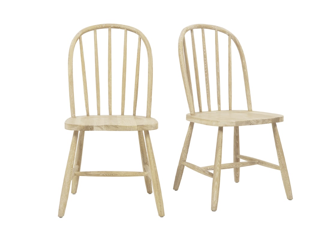 Pair of Chortler Kitchen Chairs in Whitewashed Oak