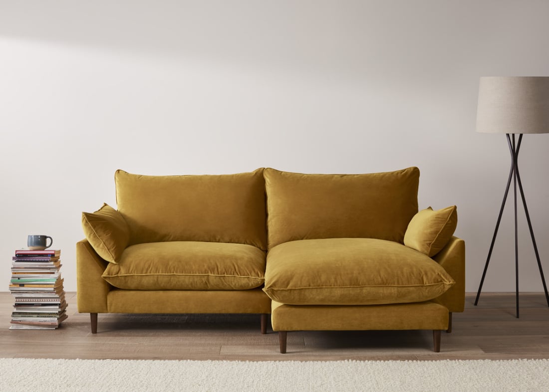 Slow Riser Chaise Sofa in Butterscotch Clever Velvet