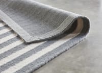 Double Stripey Wool Rug - 170cm x 240cm - Blue
