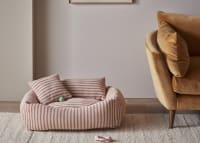 Woofins Small Dog Bed in Pink Stripe