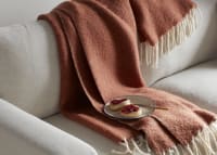 Chunky Wool Blanket 170 x 180 cm in Terracotta