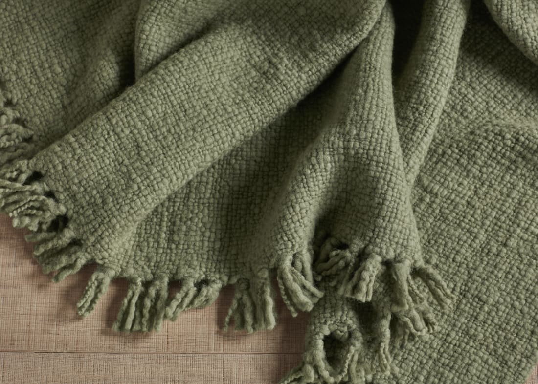 Wefty Wool Blanket 170 x 180 cm in Green