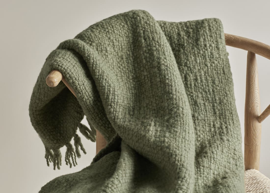 Wefty Wool Blanket 170 x 180 cm in Green