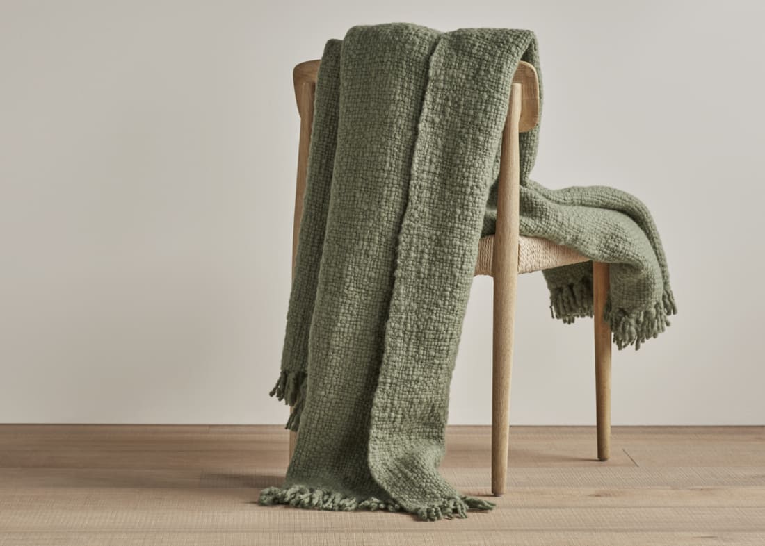 Wefty Wool Blanket 170 x 180 cm in Green