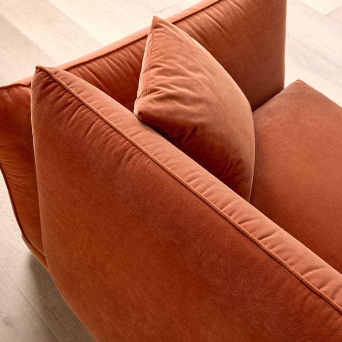 Blockbuster Modular Sofa in Broken Pot Orange Velvet