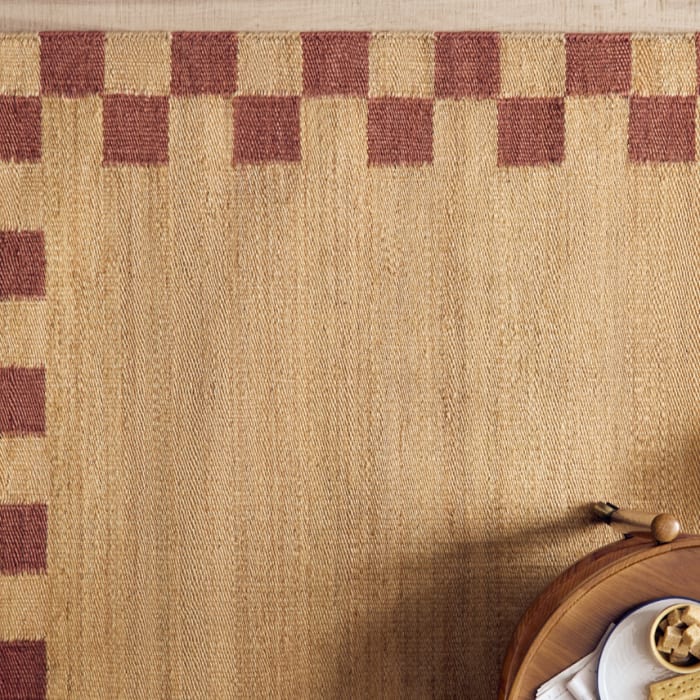 CHECKY EDGE JUTE RUG RED 17