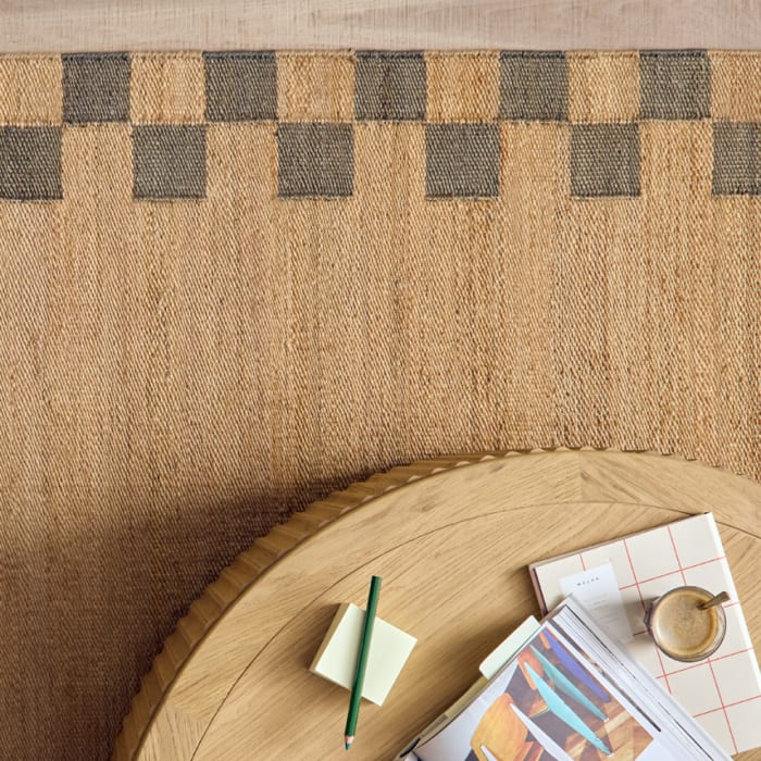 CHECKY EDGE JUTE RUG RED 7
