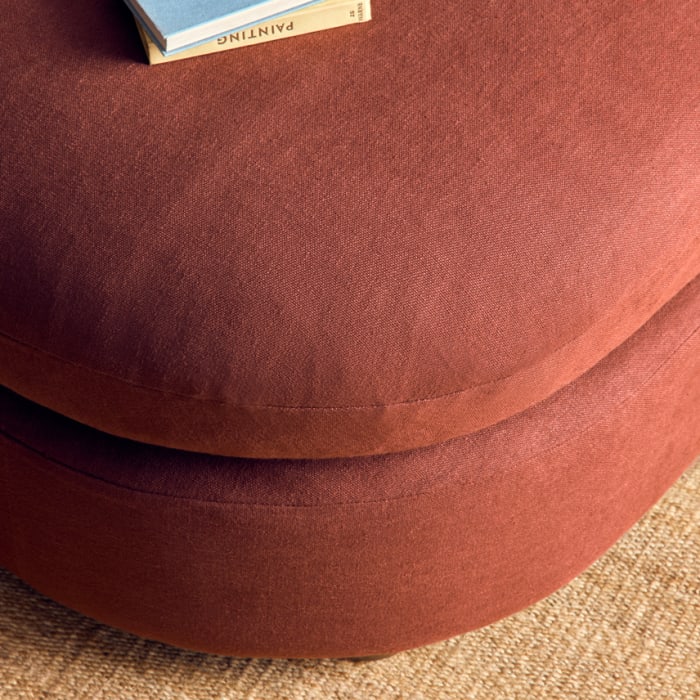 Curvella Footstool School Satchel Brown Linen