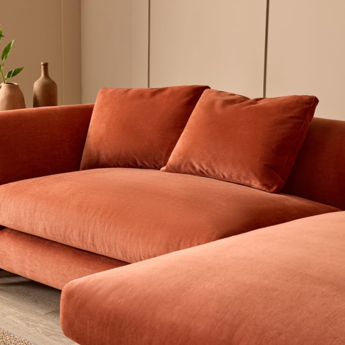 La Dolce Seater Chaise Sofa in Broken Pot Orange Chenille