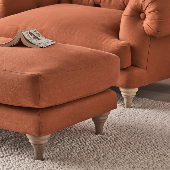 Bagsie Footstool in Broken Pot Orange Linen