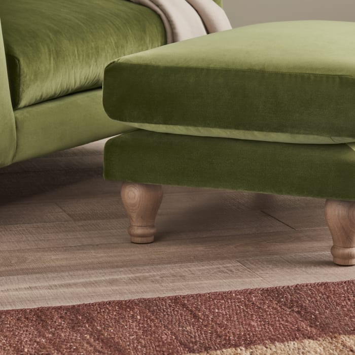 Bear Hug Footstool in Grass Clippings Green Velvet