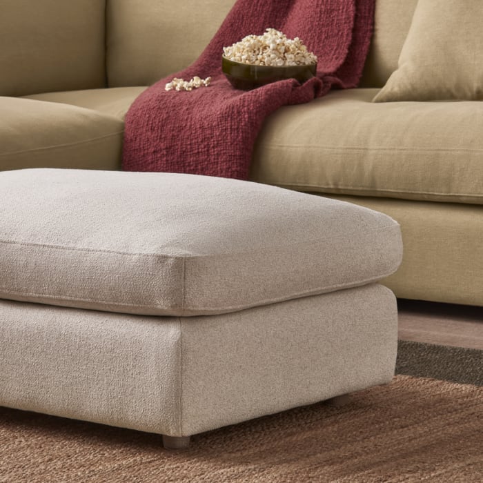 Big Easy Footstool in Whipped Cream White Boucle