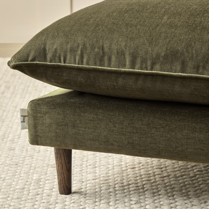 Slow Riser Footstool in Wine Bottle Green Chenille