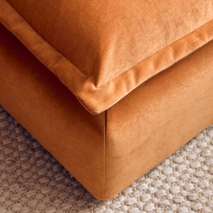 Weekender Footstool in Bobbing Bouy Orange Chenille