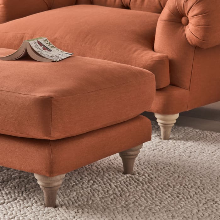 Bagsie Footstool in Broken Pot Orange Linen