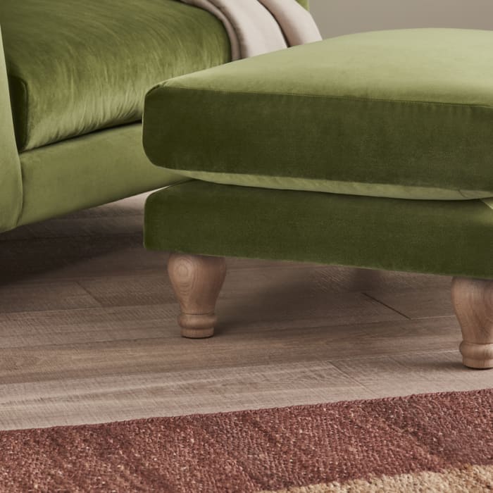 Bear Hug Footstool in Grass Clippings Green Velvet