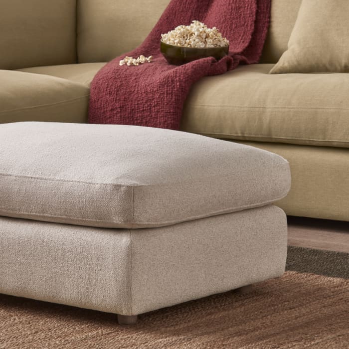 Big Easy Footstool in Whipped Cream White Boucle