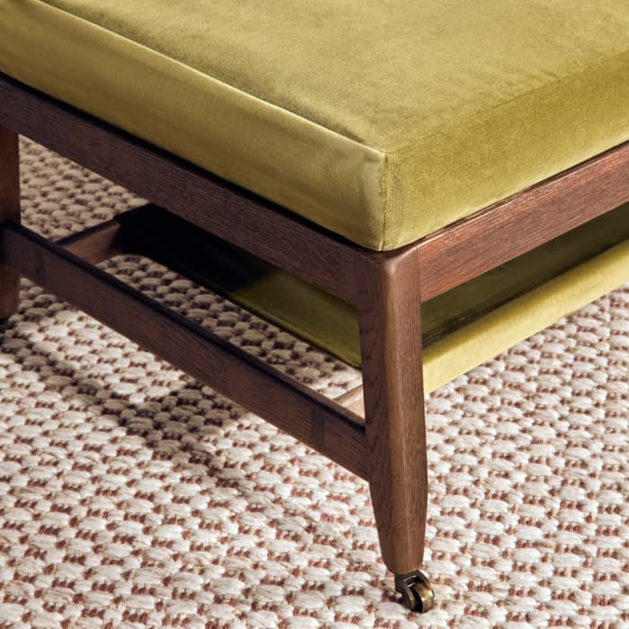 SLINGSHOT COFFEE TABLE DARK OAK PRESSED OLIVES VELVET 44