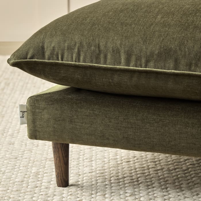 Slow Riser Footstool in Wine Bottle Green Chenille
