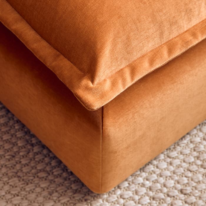 Weekender Footstool in Bobbing Bouy Orange Chenille