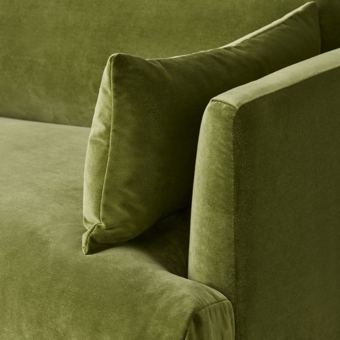 Jeffers Love Seat in Grass Clippings Green Velvet