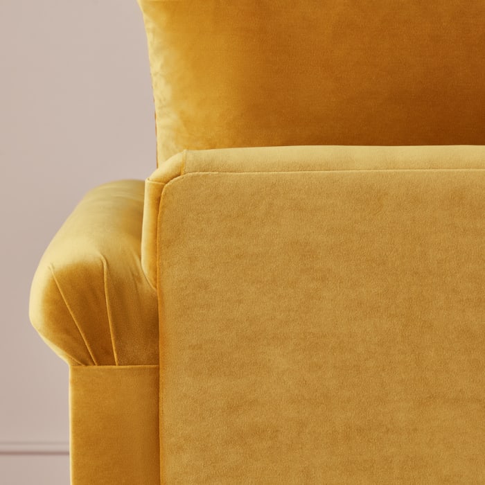 Queenie Sofa in Honey Pot Yellow Velvet