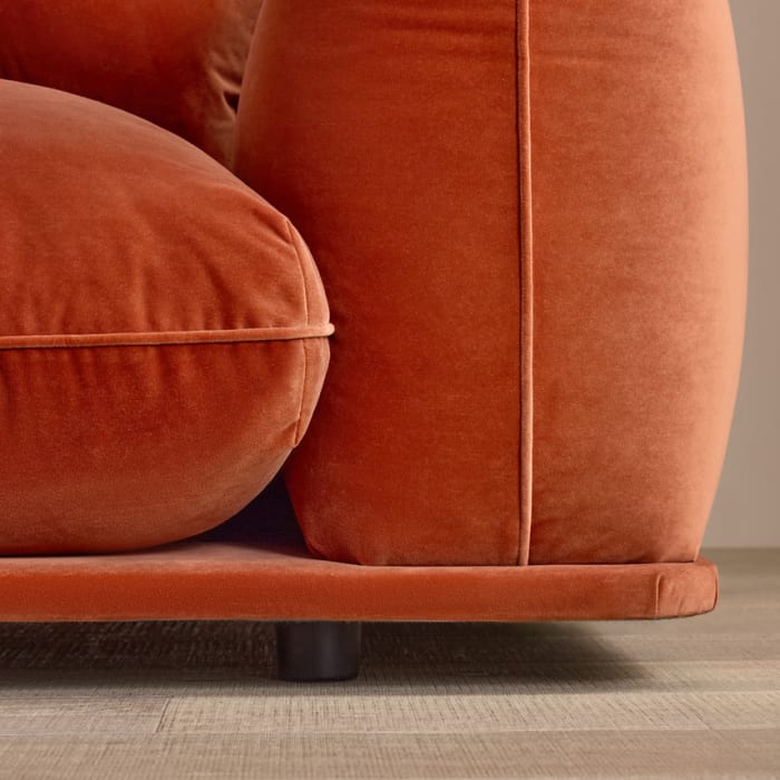 Blockbuster Modular Corner Sofa in Broken Pot Orange Velvet