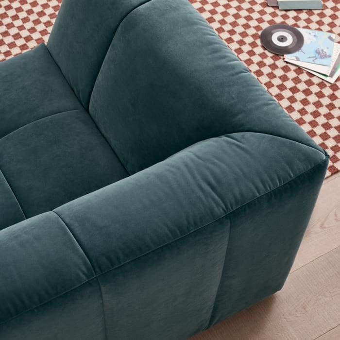 Top of The Blocks Corner Sofa in Sopping Seagrass Teal Velvet