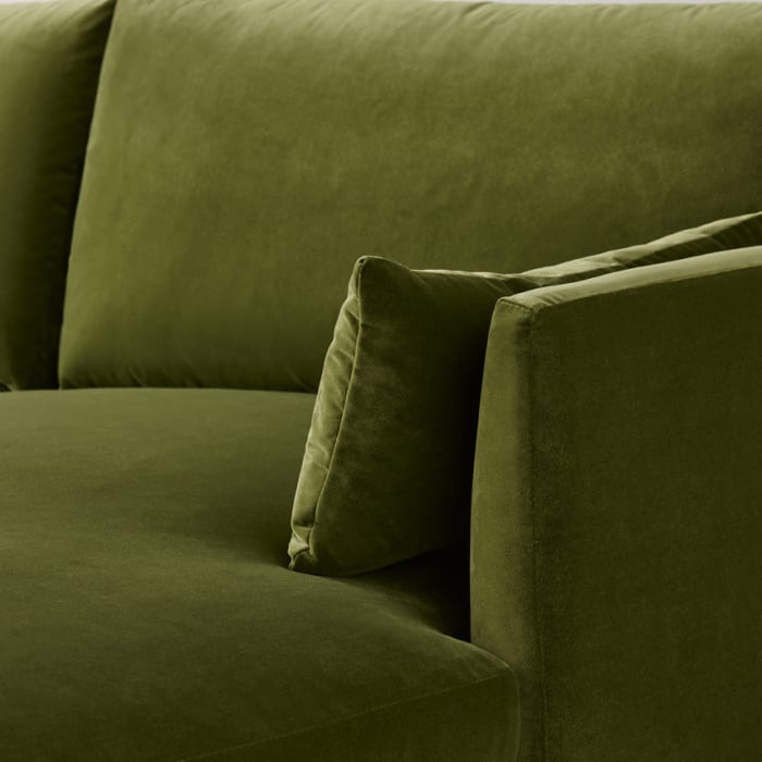 Jeffers Cinema Chaise Sofa in Potted Plant Green Velvet