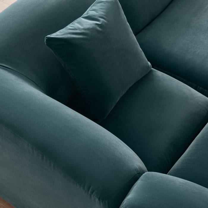 Squishblocks Modular Corner Chaise in Sopping Seagrass Teal Velvet