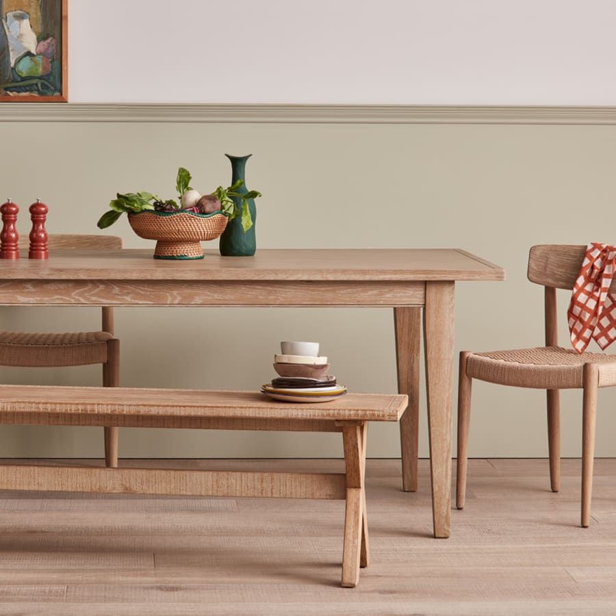 Bread Kitchen Table in Whitewashed Oak