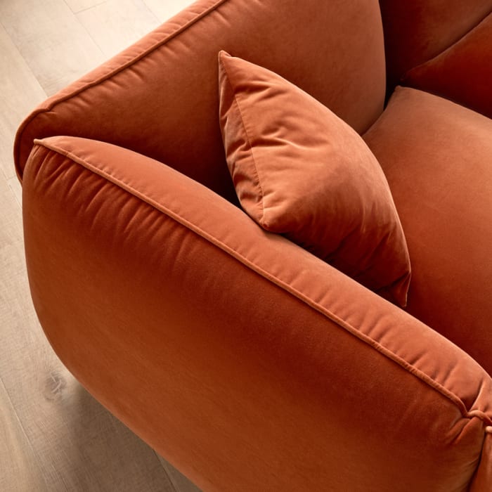Blockbuster Modular Corner Sofa in Broken Pot Orange Velvet