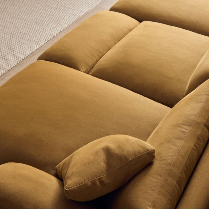 Cuddlemuffin Chaise Movie Sofa in Treacle Tart Yellow Linen