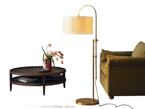 Trombone Floor Light - Standard - Antique Brass