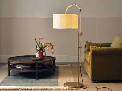Trombone Floor Lamp in Antique Brass