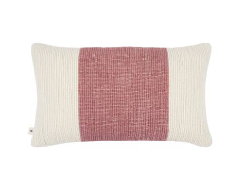 Knitty Stripe Wool Cushion Cover - 40x66 - Strawberry Milkshake - Pink
