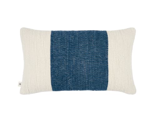 Knitty Stripe Wool Cushion 40 x 66 cm in Dark Blue