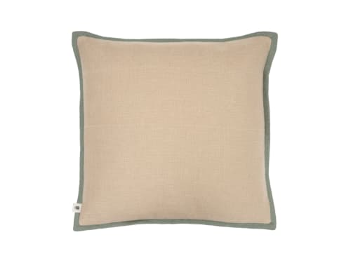 Bordy Edge Natural Linen Cushion 43x43 in Natural with Teal