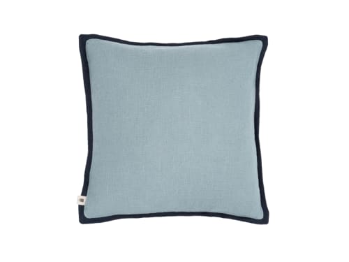 Bordy Edge Linen Cushion 43 x 43 cm in Light Blue