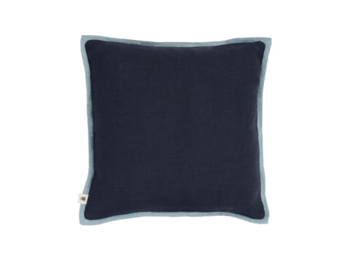 Bordy Edge Linen Cushion 43 x 43 cm in Dark Blue