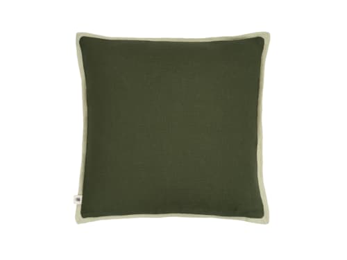 Bordy Edge Linen Cushion 43 x 43 cm in Dark Green