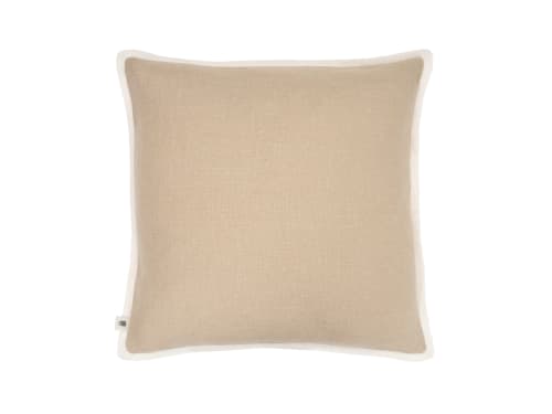 Bordy Edge Linen Cushion 43 x 43 cm in Natural And Chalk