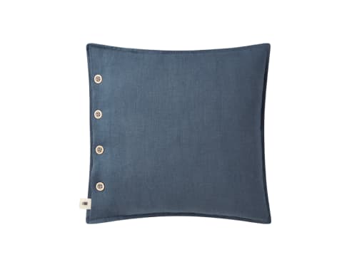 Easy Buttons Linen Cushion  43 x 43 cm in Blue