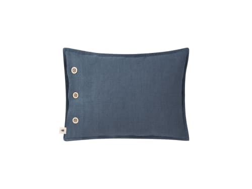Easy Buttons Linen Cushion  30 x 40 cm in Blue