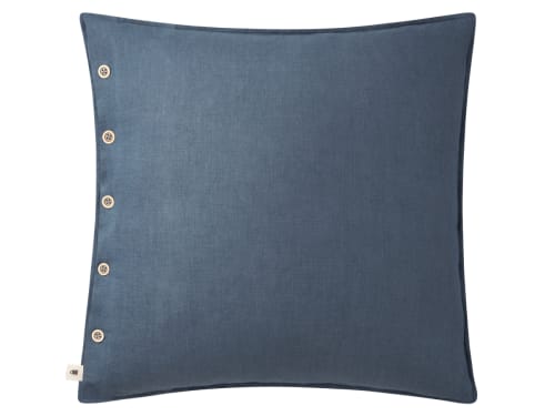 Easy Buttons Linen Cushion  60 x 60 cm in Blue