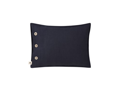 Easy Buttons Linen Cushion  30 x 40 cm in Dark Blue